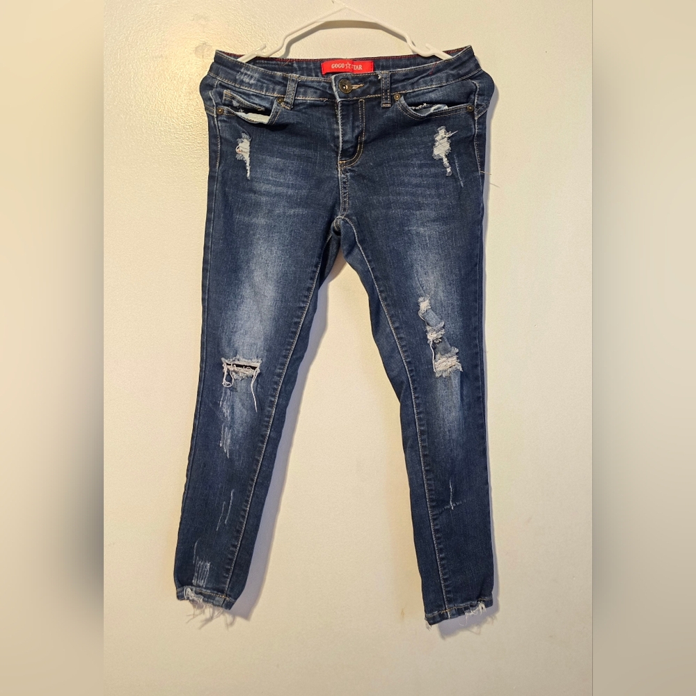 GOGO START Blue Distressed Skinny Jeans